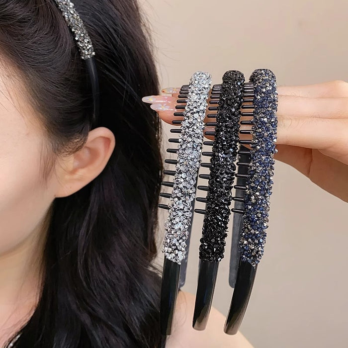 Wholesale Rhinestone Toothed Non-slip Face Washing Hair Band High Cranial Top Head Band