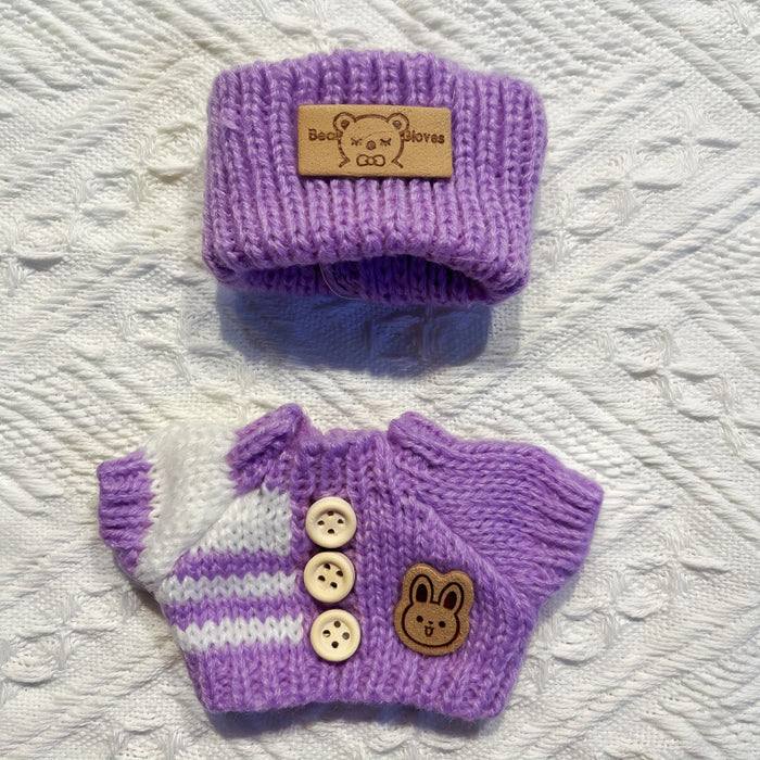 Wholesale Sitting Party Baby Clothes Clothes Bear Button Winter Sweater Hat Set