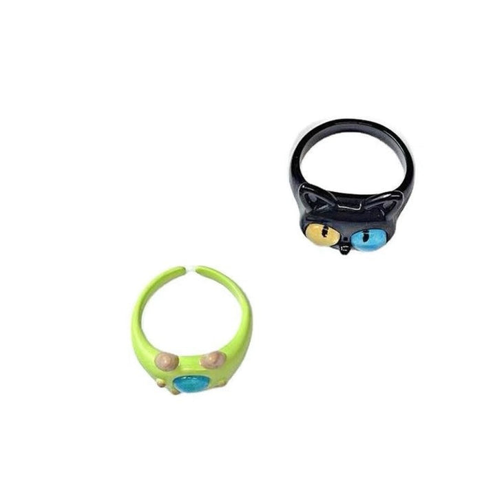 Wholesale Funny cat monster ring, niche design, fashionable and personalized ring