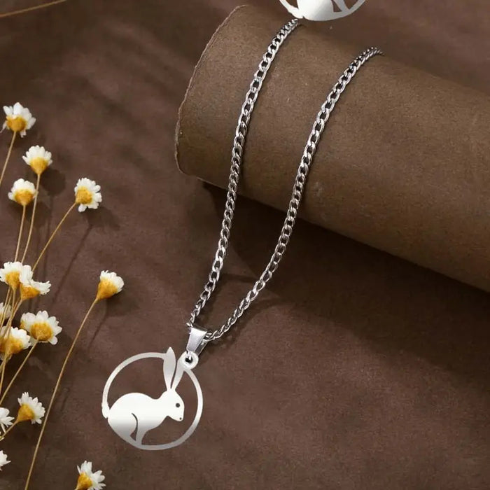 Wholesale Stainless steel rabbit necklace exclusively for fashionable new hollow collarbone chain titanium steel necklace