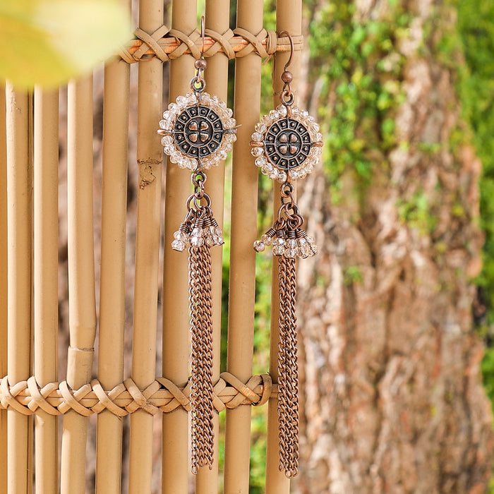 Wholesale Bohemian Tassel Geometric Drop Earrings Electroplated Zinc Alloy Jewelry Accessory MOQ≥2