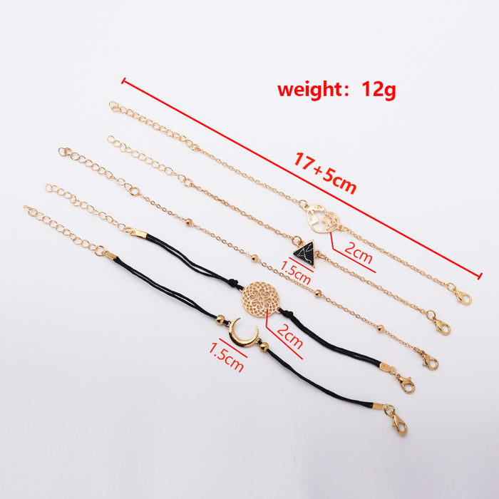 Wholesale Set of hollowed out circular pieces, fashionable and personalized street alloy chain