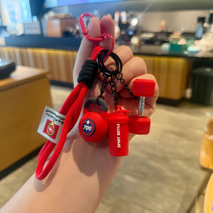 Wholesale Creative Mini Fitness Barbell Keychain