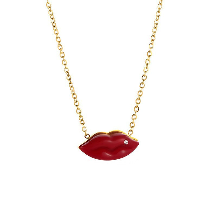 Wholesale Red Lip Pendant Pendant Women' s Necklace