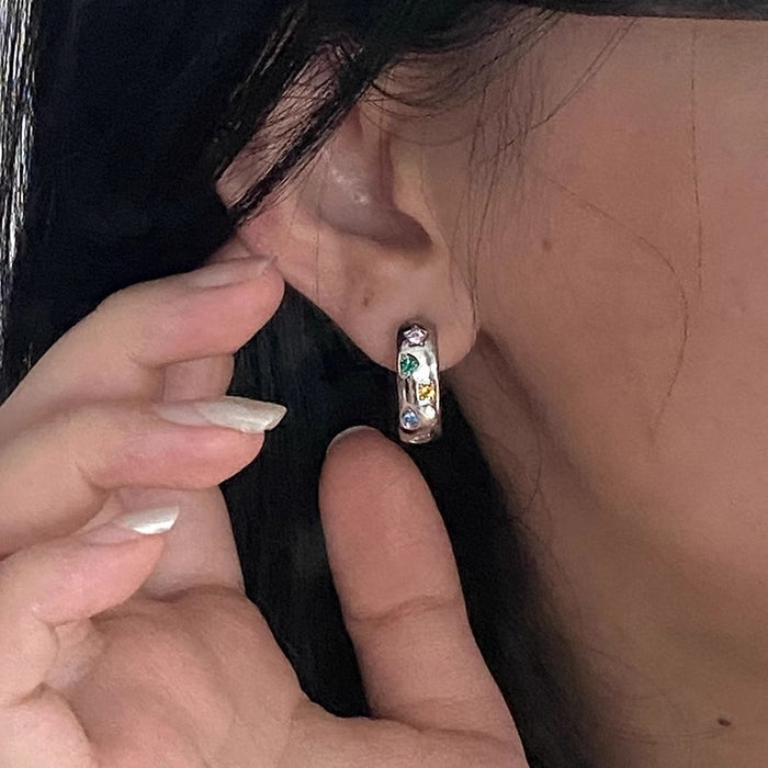 Wholesale Star Ear Buckle Earrings, Colorful Zircon Earrings, Rare New Product