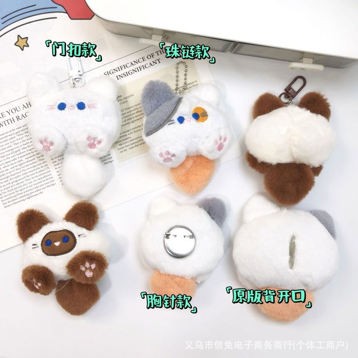 Wholesale Cartoon Squeaky Doll Pendant Cute Three-Flower Cat Doll Plush Brooch Bag Hanging Ornaments Accessories