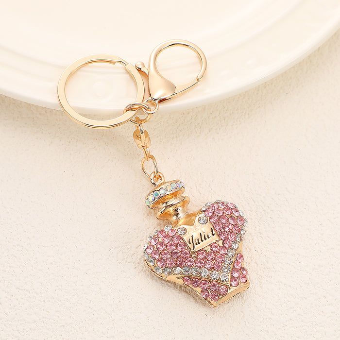 Wholesale Crystal Perfume Bottle Keychain Zinc Alloy Purple Car Key Accessory MOQ≥2