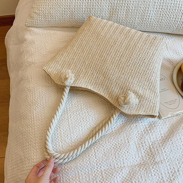 Wholesale Handheld straw woven bag, new woven shoulder bag, simple water bucket, casual large capacity tote bag