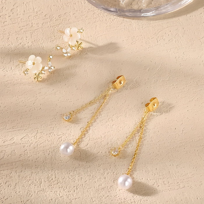 Wholesale Light luxury long chain imitation pearl earrings for wearing ear accessories