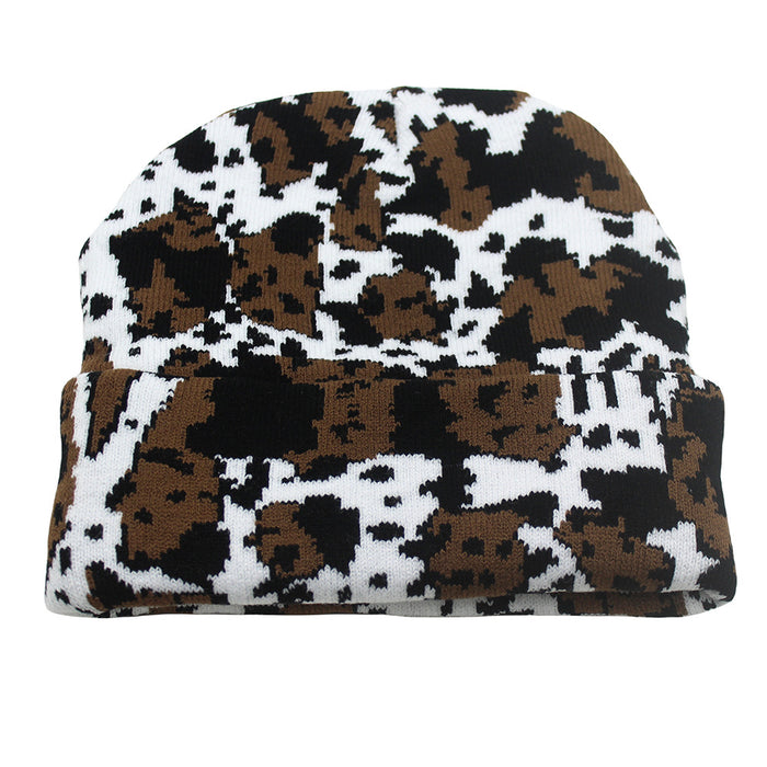 Wholesale Autumn and Winter Cow Pattern Jacquard Knitted Hat JDC-FH-ZhiXie012