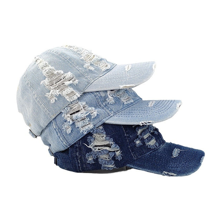 Wholesale Washed denim distressed baseball cap