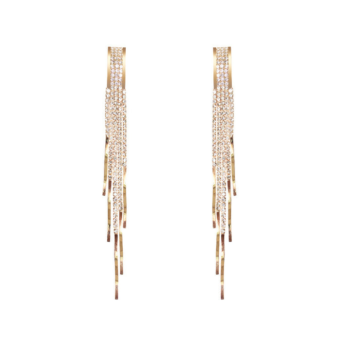 Wholesale Diamond studded earrings, fashionable and high-end wholesale temperament, tassel earrings, exaggerated