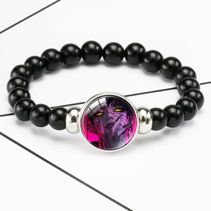 Wholesale KPOP black beaded elastic cord bracelets