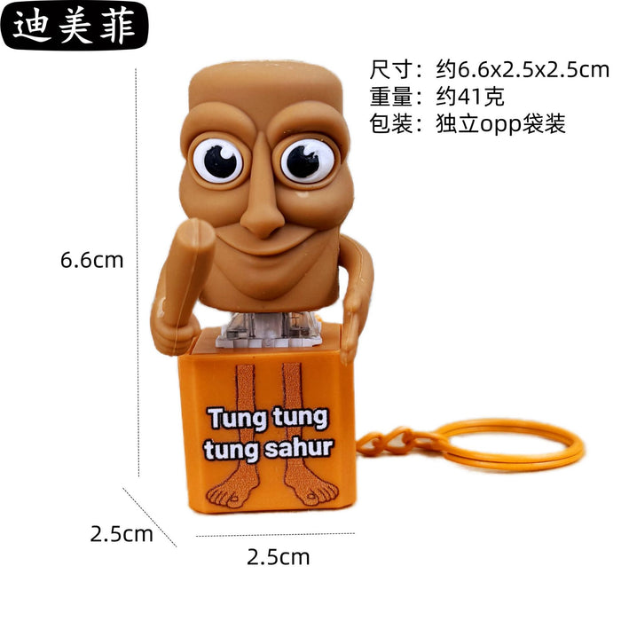 Wholesale AI wooden stick human shoe shark button sound pendant keychain