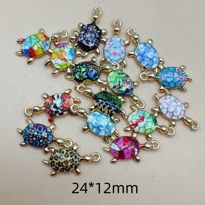 Wholesale 10pcs DIY Colorful Turtle Bracelet Pendant Alloy Oil Drip Accessories Hanging Earrings
