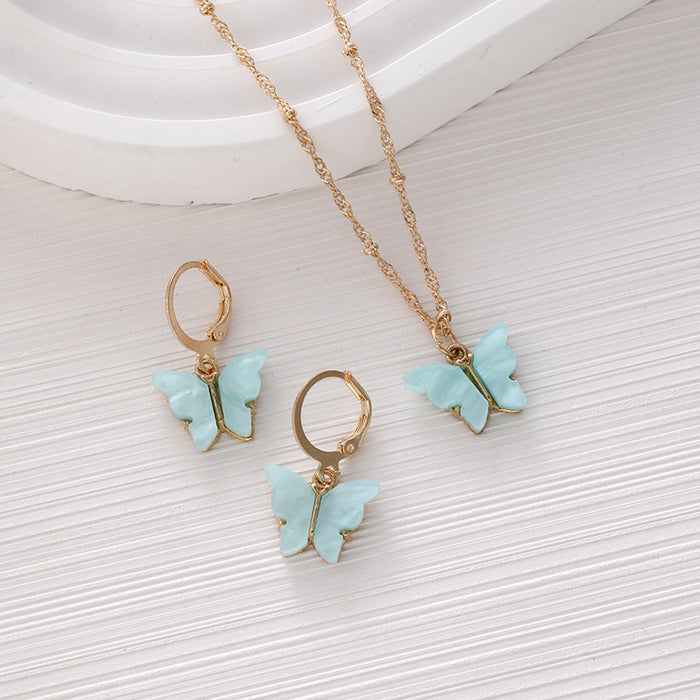 Wholesale Acrylic Butterfly Necklace Earrings Set JDC-NE-ChaoK004