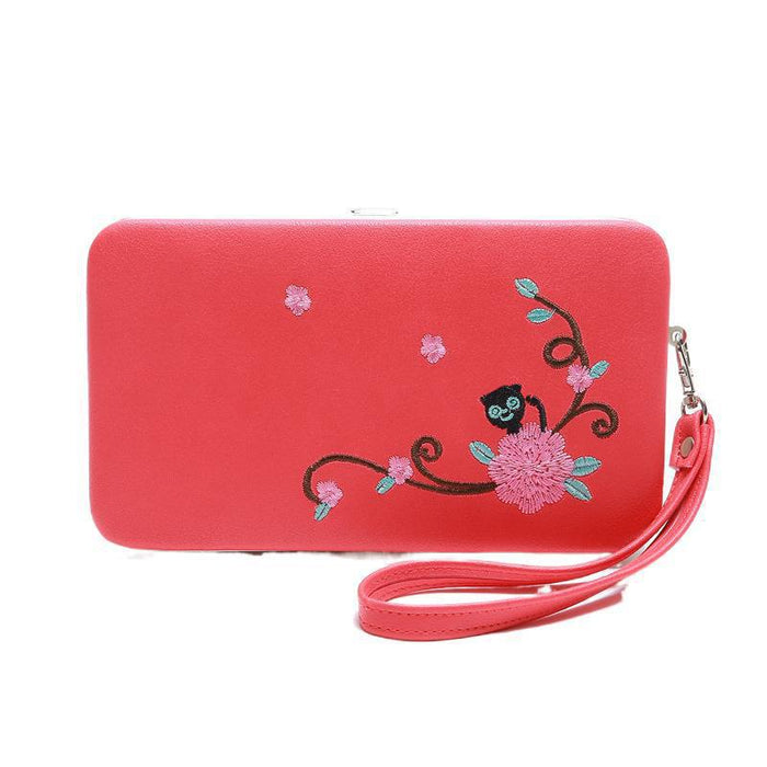 Wholesale Ladies Frosted Cat Peony Embroidered Coin Purse JDC-WT-MeiSQ002
