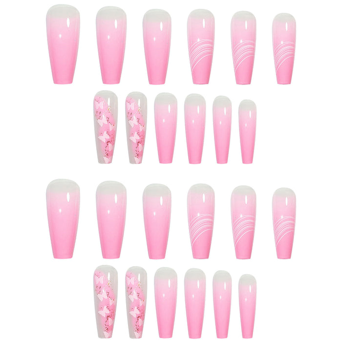 Wholesale Nail Stickers Plastic Marble Pink Extra Long Trapezoid  JDC-NS-oumei011