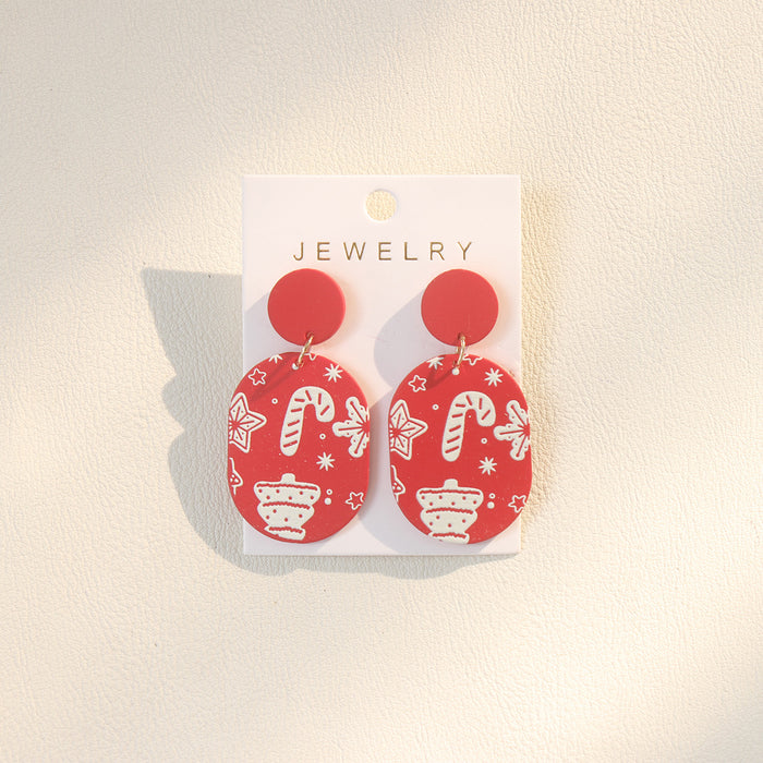 Wholesale Christmas Cane Snowflake Graffiti Acrylic Drop Earrings