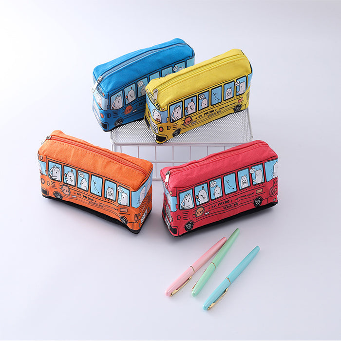 Wholesale Canvas Student Stationery Bus Pencil Bags