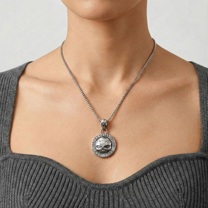 Wholesale Retro Skull Titanium Steel Necklace