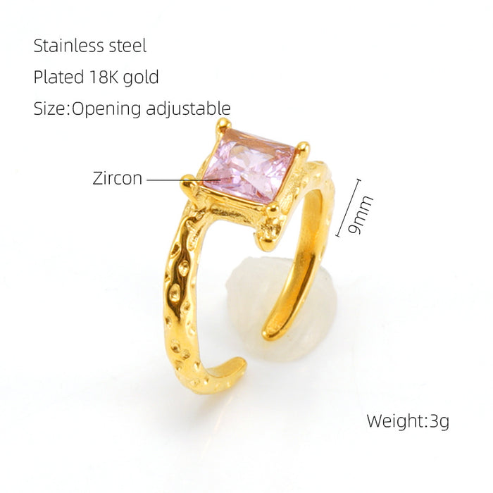 Wholesale Vintage titanium steel moonstone open adjustable ring