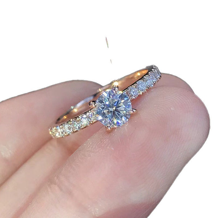 Wholesale Geometric Champagne Color Real Gold Plated Couple Ring Jewelry Accessory