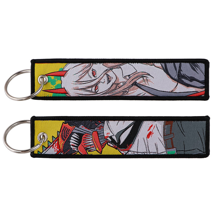 Wholesale Japanese Anime Woven Label Keychain Lanyard  Fabric Anime Peripheral