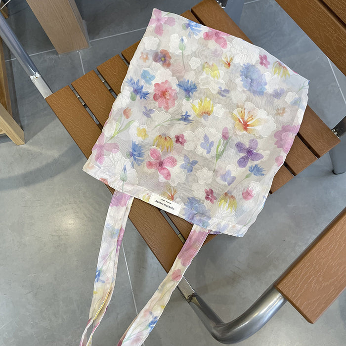 Wholesale Flower mesh embroidered shoulder bag, cute transparent tote bag