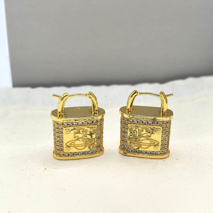 Wholesale Light Luxury Lock Statemente Earrings