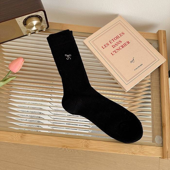 Wholesale Bow tie socks boneless mid tube socks mesh breathable long socks thin stacking socks