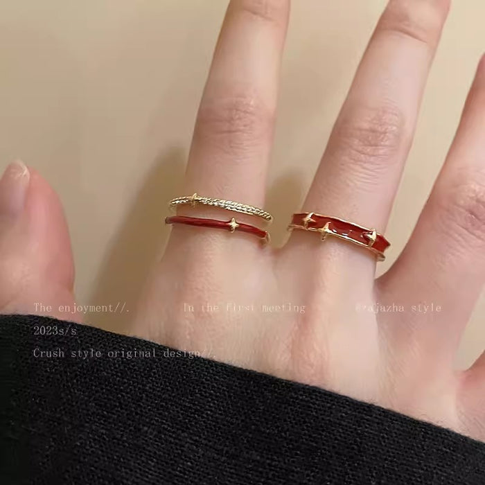 Wholesale  star drop glaze ring  index finger ring retro  open ring