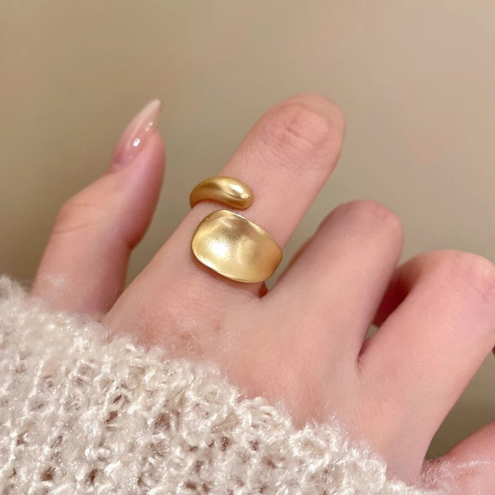 Wholesale Irregular matte ring for women, niche and unique design, index finger ring, light luxury and high-end open mouth ring