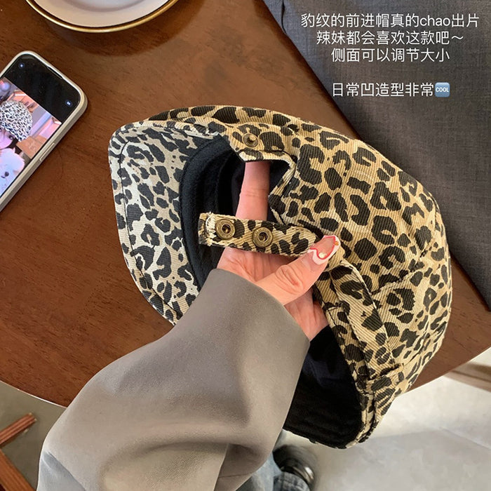 Wholesale Retro leopard print personalized duck tongue beret trendy cool hat