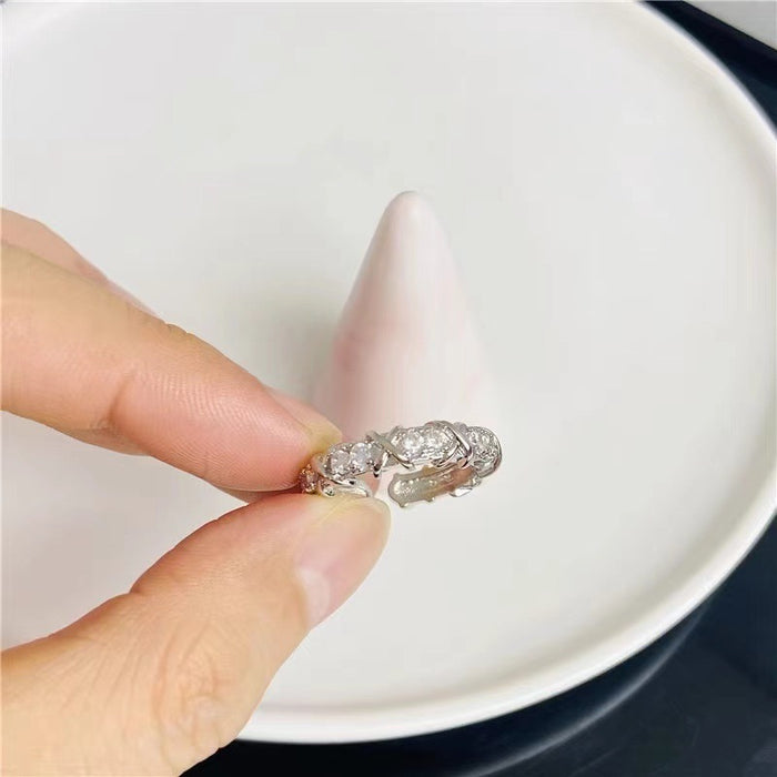 Wholesale Zircon ring with adjustable opening, fashionable ring, women's high-end feel, index finger ring
