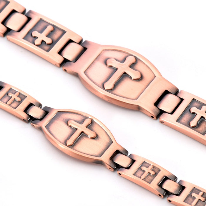 Wholesale Red Copper Cross Magnetic Bracelet Trendy Men' s Fashion Accessory for Everyday Wear or Gift