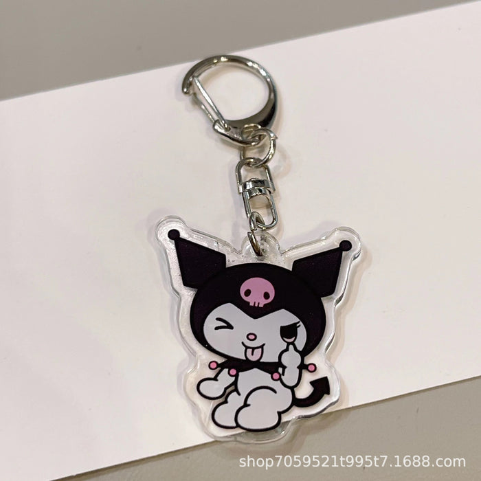 Wholesale Double-sided Keychain Cute Cartoon Book Bag Pendant Transparent Pendant Acrylic Keychain for Men and Women
