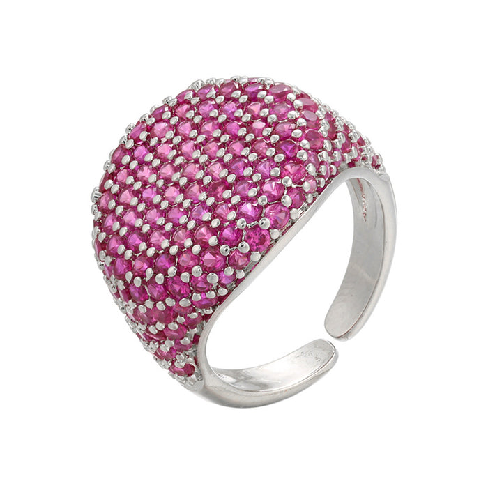 Wholesale Adjustable circular full diamond ring with adjustable opening