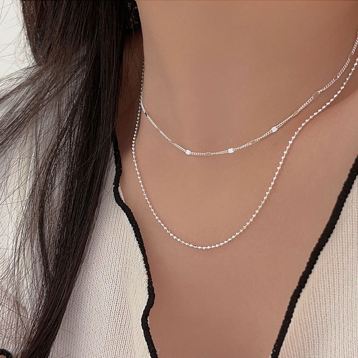 Wholesale Pure silver plain chain necklace for women, light luxury, fine layering, versatile DIY pendant