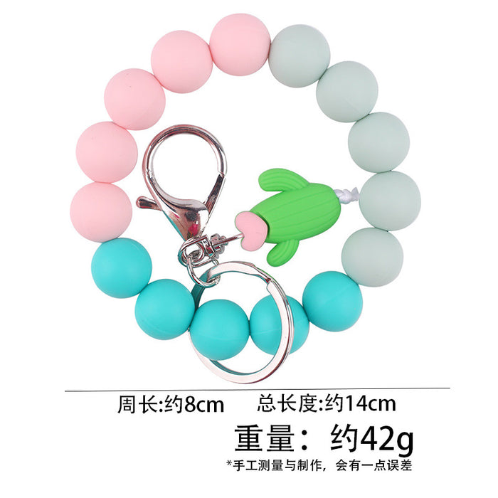 Wholesale Cartoon Animal Keychain Handmade Beaded Bracelet Key Ring