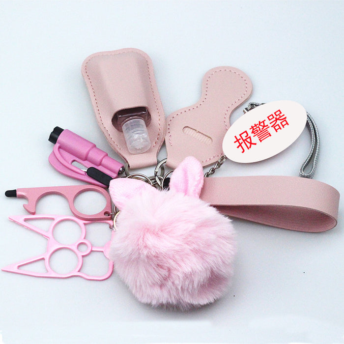 Wholesale Multifunctional Fur Ball PU Leather 9-piece Keychain JDC-KC-TouMS083