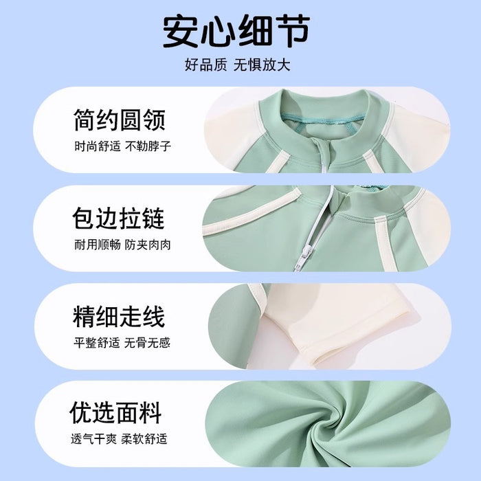 Wholesale Children's swimsuit, girls' new one-piece short sleeved swimsuit, women's medium and large children's swimsuit