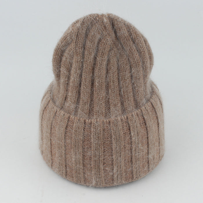Wholesale Knitted striped rolled edge warm hat without brim