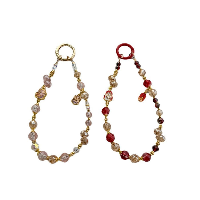 Wholesale Cartoon Alloy Mobile Phone Chain Luxury Crystal Bag Pendant Keychain