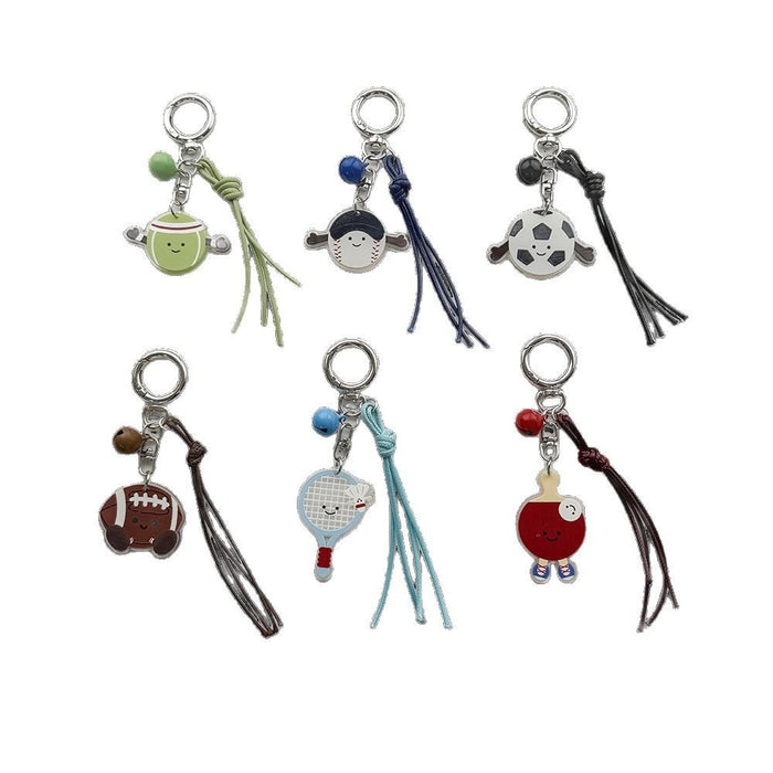 Wholesale cartoon humanoid table tennis badminton football key chain schoolbag key chain
