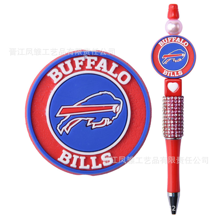 Wholesale 50pcs Rugby team series beads ballpoint pen beaded accessories fun stationery cartoon accessories detachable