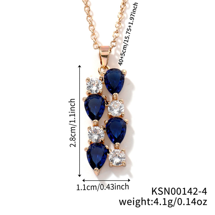 Wholesale Necklace Colored Stone Zircon Pendant Long Necklace Colorful Necklace