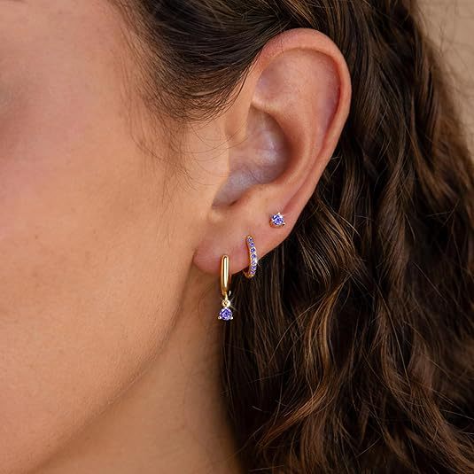 Wholesale Brass genuine gold electroplated earrings niche set earrings three piece set earrings buckle earrings