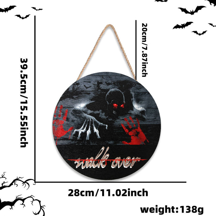 Wholesale  Wooden Listing Courtyard Home Party Decoration Wooden Plate Pendant Ghost  Web Door Plate Pendant