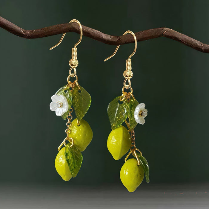 Wholesale Plastic Resin Lemon Earrings Handmade Fruit Jewelry Trendy Summer Fashion Accessory